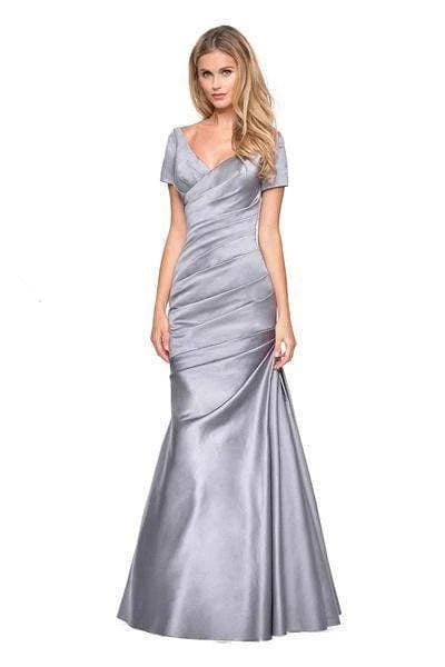 La Femme - Short Sleeve Pleat-Textured Trumpet Gown 26947SC Formal Gowns 4 La Femme - Short Sleeve Pleat-Textured Trumpet Gown 26947SC Formal Gowns