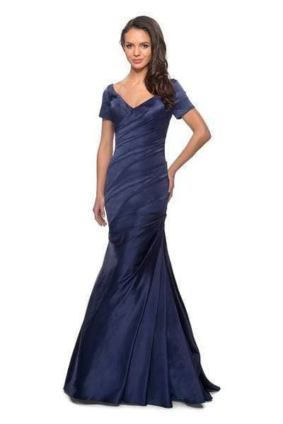 La Femme - Short Sleeve Pleat-Textured Trumpet Gown 26947SC Formal Gowns 3 La Femme - Short Sleeve Pleat-Textured Trumpet Gown 26947SC Formal Gowns