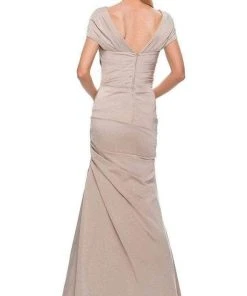 Formal Gowns La Femme - Short Sleeve Weave Style Evening Dress 29805SC