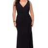 Formal Gowns La Femme - Sleeveless Plunging V-Neck High Slit Sheath Gown 28882SC - 1 Pc Black In Size 14W Available 1 Formal Gowns La Femme - Sleeveless Plunging V-Neck High Slit Sheath Gown 28882SC - 1 Pc Black In Size 14W Available