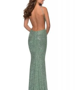 Formal Gowns La Femme - Sleeveless Pyramid Neck Evening Dress 28650SC 11 Formal Gowns La Femme - Sleeveless Pyramid Neck Evening Dress 28650SC