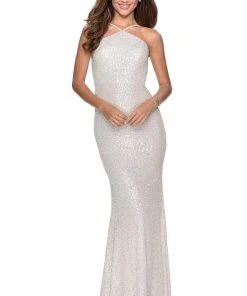 Formal Gowns La Femme - Sleeveless Pyramid Neck Evening Dress 28650SC 15 Formal Gowns La Femme - Sleeveless Pyramid Neck Evening Dress 28650SC