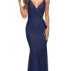 Formal Gowns La Femme - Sleeveless V-Back Prom Dress 30780SC - 1 Pc Navy In Size 8 Available
