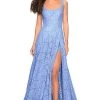 La Femme - Square Neck A-Line Prom Gown 27476SC - 1 Pc Cloud Blue In Size 8 Available 2 La Femme - Square Neck A-Line Prom Gown 27476SC - 1 Pc Cloud Blue In Size 8 Available