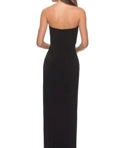 La Femme - Straight Across Faux Wrap Sheath Gown 28204SC - 1 Pc Black In Size 14 Available Formal Gowns 7 La Femme - Straight Across Faux Wrap Sheath Gown 28204SC - 1 Pc Black In Size 14 Available Formal Gowns