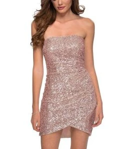 La Femme - Strapless Sequined Homecoming Dress 29410SC - 1 Pc Black In Size 8 Available
