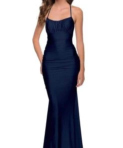 La Femme - Strappy Back Jersey Gown 29873SC - 1 Pc Navy In Size 0 Available