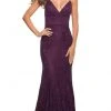 Formal Gowns La Femme - Strappy Back Lace Prom Gown 30442SC - 1 Pc Dark Berry In Size 4 Available