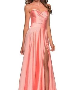 La Femme - Sweetheart Ruched Bodice A-Line Dress 28608SC Formal Gowns 8 La Femme - Sweetheart Ruched Bodice A-Line Dress 28608SC Formal Gowns