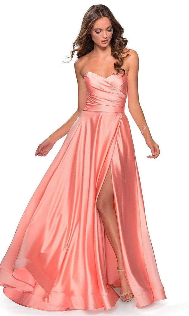 La Femme - Sweetheart Ruched Bodice A-Line Dress 28608SC Formal Gowns 3 La Femme - Sweetheart Ruched Bodice A-Line Dress 28608SC Formal Gowns