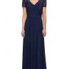 La Femme - V-Neck Ruched Evening Dress 29772SC - 1 Pc Silver In Size 12 Available 1 La Femme - V-Neck Ruched Evening Dress 29772SC - 1 Pc Silver In Size 12 Available