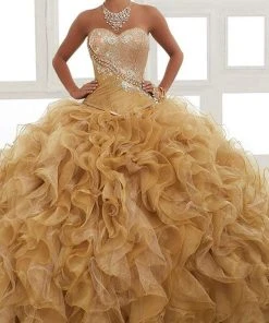 LA Glitter - 24025 Strapless Jeweled Ruffle Ornate Ballgown