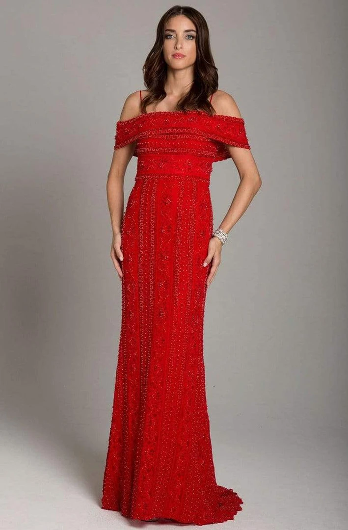 Formal Gowns Lara Dresses - 29850 Bedazzled Off-Shoulder Sheath Dress With Train 3 Formal Gowns Lara Dresses - 29850 Bedazzled Off-Shoulder Sheath Dress With Train