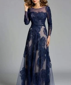 Lara Dresses - 32634 Detailed Sheer Floral Gown In Green 13 Lara Dresses - 32634 Detailed Sheer Floral Gown In Green