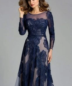 Lara Dresses - 32634 Detailed Sheer Floral Gown In Green 15 Lara Dresses - 32634 Detailed Sheer Floral Gown In Green