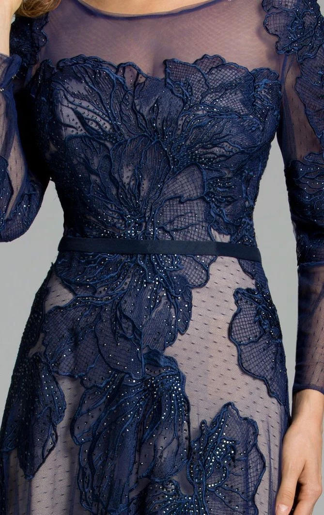 Lara Dresses - 32634 Detailed Sheer Floral Gown In Green 8 Lara Dresses - 32634 Detailed Sheer Floral Gown In Green