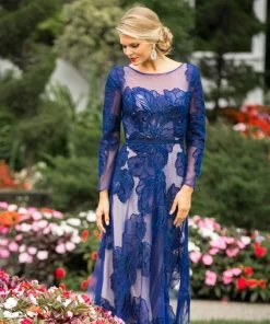 Lara Dresses - 32634 Detailed Sheer Floral Gown In Green 18 Lara Dresses - 32634 Detailed Sheer Floral Gown In Green