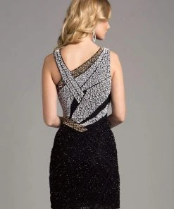 Lara Dresses - 33010 Sleeveless Asymmetrical Sparkling Short Dress