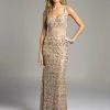 Lara Dresses - 33026 Bedazzled V-neck Sheer Overlay Long Sheath Gown 1 Lara Dresses - 33026 Bedazzled V-neck Sheer Overlay Long Sheath Gown