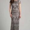 Lara Dresses - 33037 Geometric Short Sleeves Sheath Long Dress Formal Gowns 1 Lara Dresses - 33037 Geometric Short Sleeves Sheath Long Dress Formal Gowns