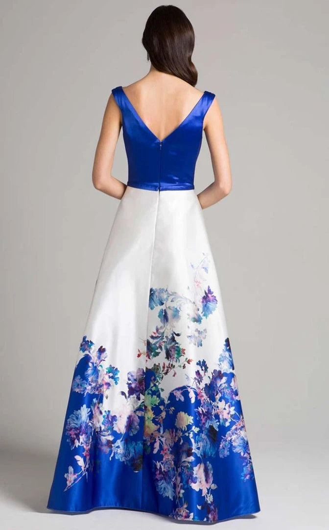 Lara Dresses - 33122 Floral Printed V Neck Long Dress 4 Lara Dresses - 33122 Floral Printed V Neck Long Dress