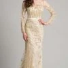 Lara Dresses - 33198 Jewel Long Sleeves Sheath Long Dress 2 Lara Dresses - 33198 Jewel Long Sleeves Sheath Long Dress