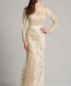 Lara Dresses - 33198 Jewel Long Sleeves Sheath Long Dress