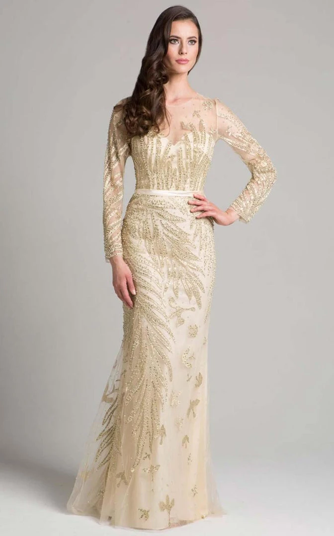 Lara Dresses - 33198 Jewel Long Sleeves Sheath Long Dress 3 Lara Dresses - 33198 Jewel Long Sleeves Sheath Long Dress