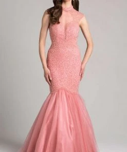 Lara Dresses - 33203 Beaded High Neck Mermaid Gown