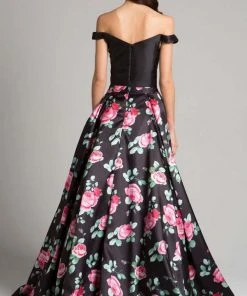 Formal Gowns Lara Dresses - 33207 Floral Off Shoulder A-line Dress 5 Formal Gowns Lara Dresses - 33207 Floral Off Shoulder A-line Dress