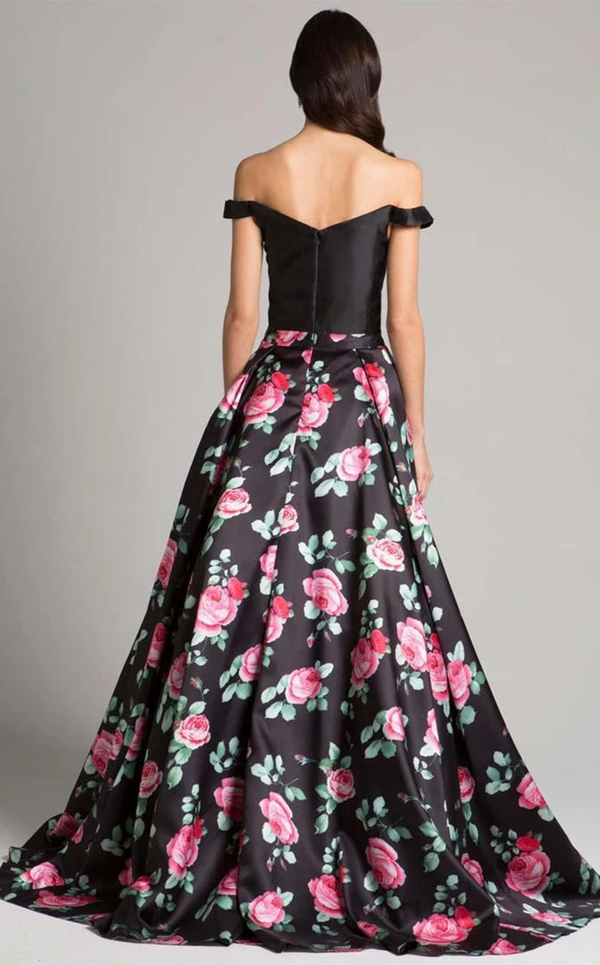 Formal Gowns Lara Dresses - 33207 Floral Off Shoulder A-line Dress 4 Formal Gowns Lara Dresses - 33207 Floral Off Shoulder A-line Dress