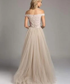 Formal Gowns Lara Dresses - 33213 Embellished Off Shoulder Long A-line Gown