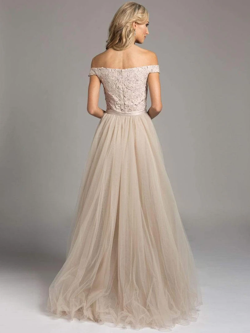 Formal Gowns Lara Dresses - 33213 Embellished Off Shoulder Long A-line Gown 4 Formal Gowns Lara Dresses - 33213 Embellished Off Shoulder Long A-line Gown