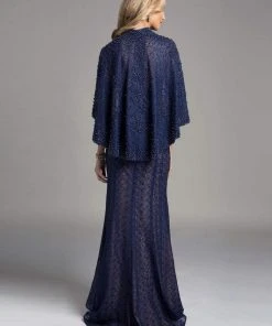 Lara Dresses - 33214 Beaded Strapless Sweetheart Long Gown With Cape Formal Gowns