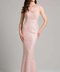 Formal Gowns Lara Dresses - 33218 Beaded Bateau Sheath Dress