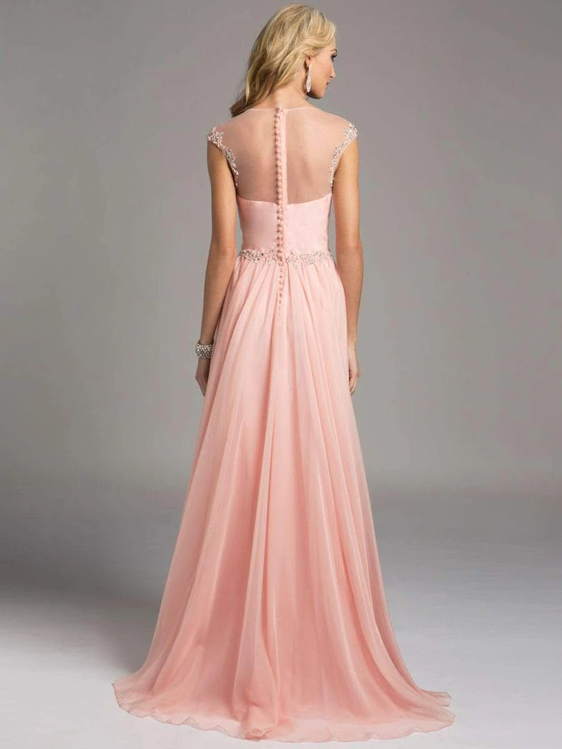 Lara Dresses - 33219 Cap Sleeve Embellished Illusion A-Line Gown Formal Gowns 4 Lara Dresses - 33219 Cap Sleeve Embellished Illusion A-Line Gown Formal Gowns