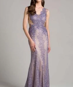 Formal Gowns Lara Dresses - 33231 Scalloped V-neck Sheath Dress