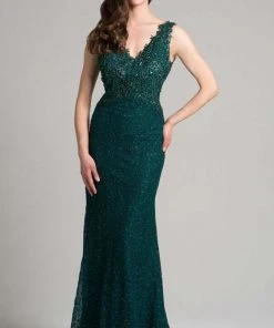 Lara Dresses - 33283 Embellished V-neck Sheath Dress