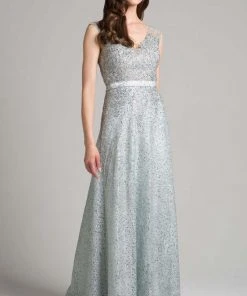 Formal Gowns Lara Dresses - 33284 Embellished V-neck A-line Dress