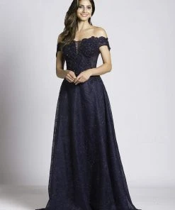 Formal Gowns Lara Dresses - 33493 Beaded Off Shoulder Evening Gown