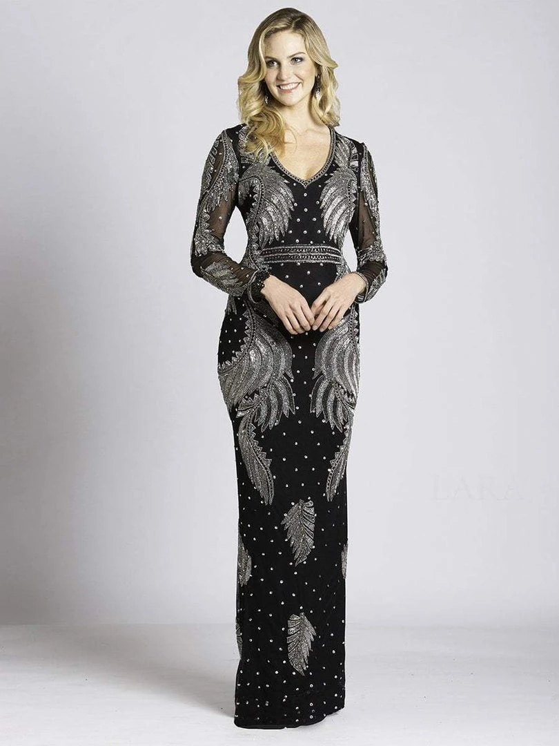 Lara Dresses - 33563 Sheer Long Sleeve Evening Gown 3 Lara Dresses - 33563 Sheer Long Sleeve Evening Gown