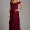 Formal Gowns Lara Dresses - 33650 Floral Appliqued Off Shoulder Gown 2 Formal Gowns Lara Dresses - 33650 Floral Appliqued Off Shoulder Gown