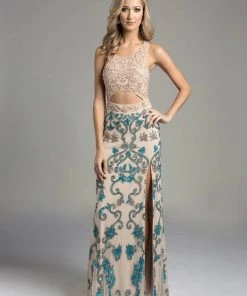 Formal Gowns Lara Dresses - 42637 Foxy Cutout Dress With Colorful Embellishments