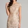 Cocktail Dresses Lara Dresses Embellished Short Sleeves Cocktail Dress 33034 - 1 Pc Nude/Multi In Size 4 Availble