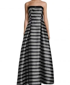 Laundry - 97R15202 Strapless Striped Mikado Ballgown Formal Gowns