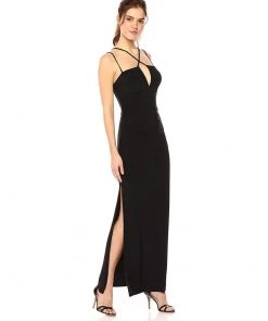 Formal Gowns Laundry - 97R25440 Crisscross Front High Slit Jersey Gown