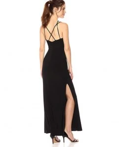 Formal Gowns Laundry - 97R25440 Crisscross Front High Slit Jersey Gown