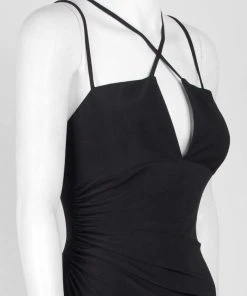 Formal Gowns Laundry - 97R25440 Crisscross Front High Slit Jersey Gown