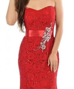 Lenovia - 5113 Strapless Sweetheart Sequined Lace Dress Formal Gowns 41 Lenovia - 5113 Strapless Sweetheart Sequined Lace Dress Formal Gowns