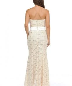 Lenovia - 5113 Strapless Sweetheart Sequined Lace Dress Formal Gowns 30 Lenovia - 5113 Strapless Sweetheart Sequined Lace Dress Formal Gowns